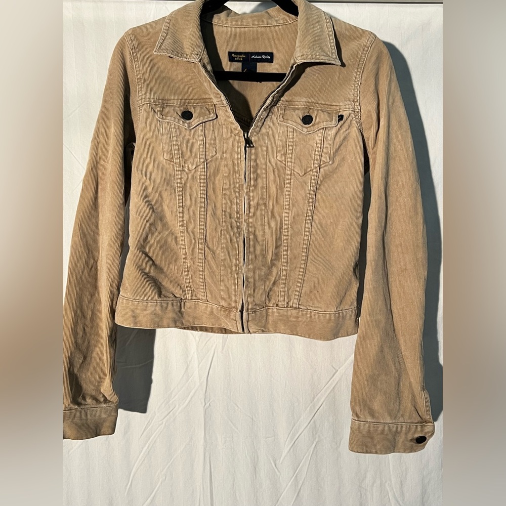 Abercrombie & Fitch Size S corduroy jacket.  Tan denim style